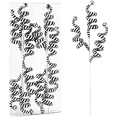 ZHANYIGY 4PC Set Black/White Christmas Tree Picks Christmas Tree Decoration Woolen Bells Curly Pick, Halloween Decoration Home Office Paty Ornaments