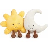 Malvjun Sun and Moon Plush Toy | 12'' Soft Smiling Stuffed Plushie Toys, Cute Decorative Throw Pillows for Kids Bedroom, Children's Birthday Holiday Gift Set