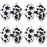 4Pcs Cow Print Bows for Women Cow Print Hair Bow Clips Cute Hair Accessories for Women