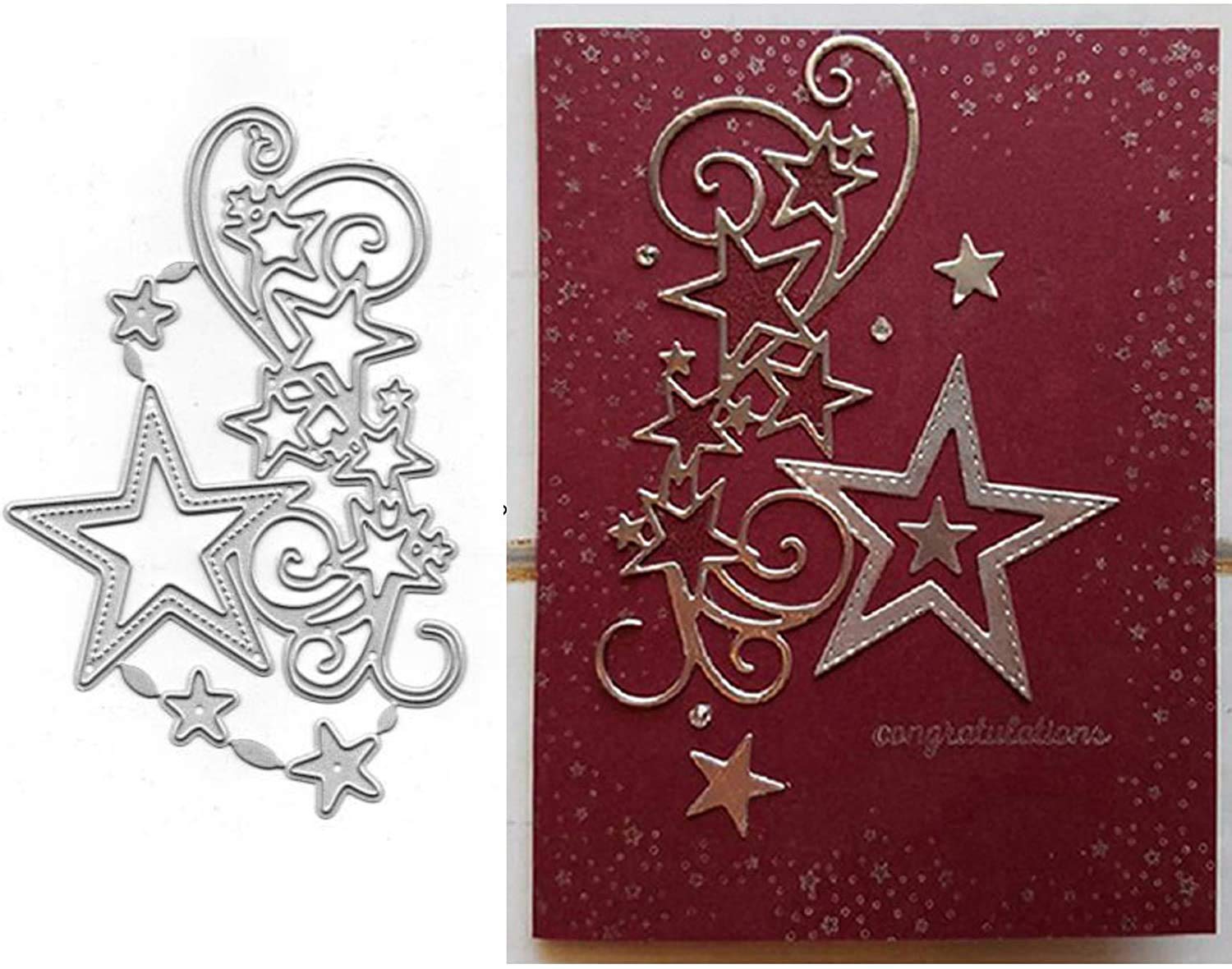 Fclily@JJ Star Cluster Edge Metal Die Cuts, Merry Christmas Snowflake Stars Border Flower Strip Cutting Dies for DIY Scrapbooking Album Decorative Embossing Paper Dies Card Making