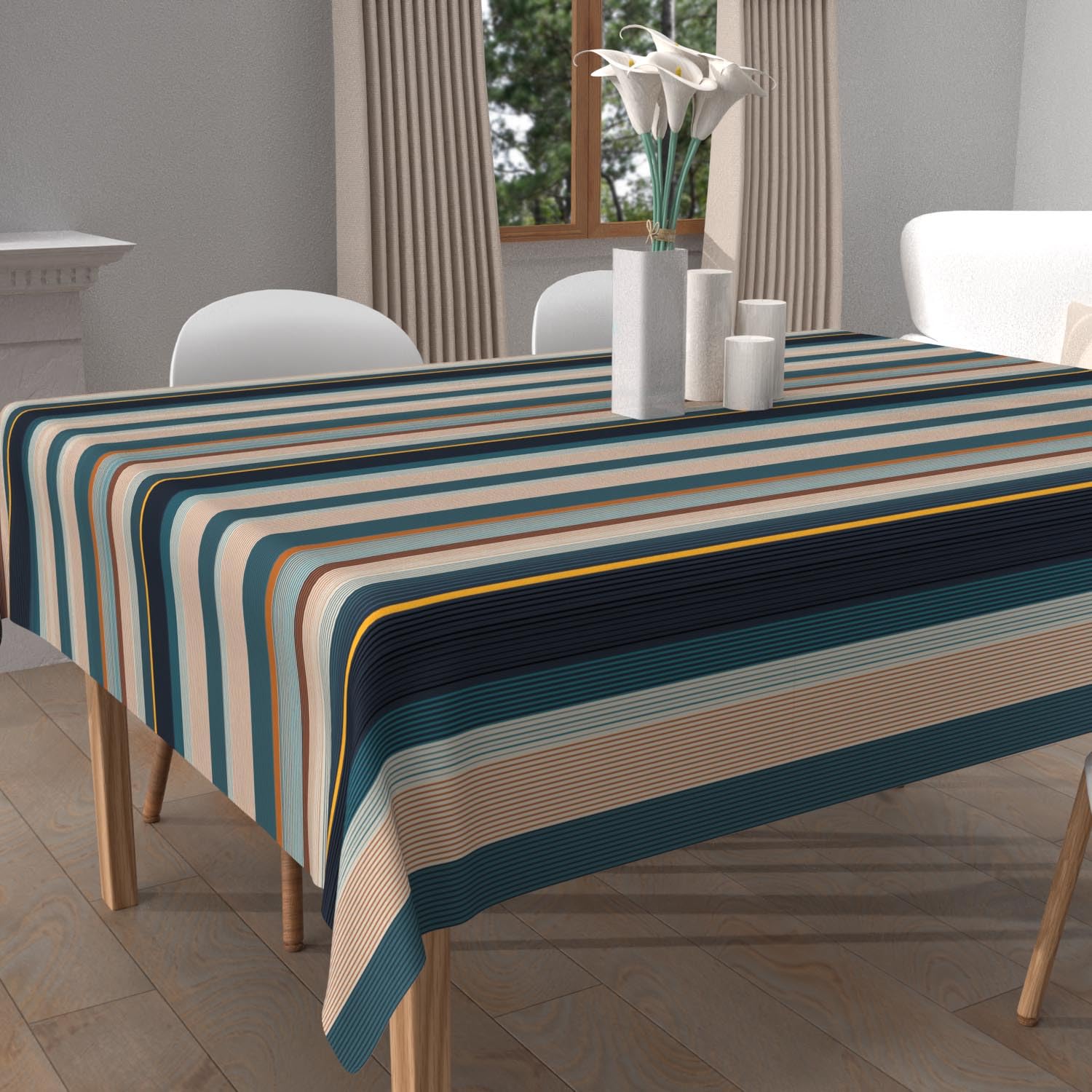 Soleil d'ocre, Bayaderes Square Stain-Resistant Printed Tablecloth 180 x 180 cm Blue
