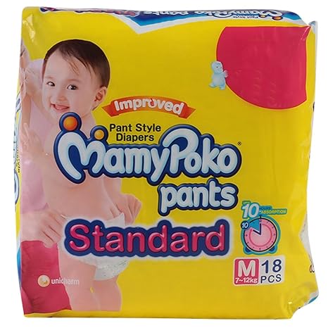 MamyPoko Pants Standard Medium Size Diapers (18 Count)