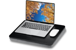 ZEAPTAC Lap Desk with Pillow Cushion, Portable Laptop Bed Desk, Fits up to 15.6 inch Laptop, Lap Stand for Bed & Couch & Carpet, Book Tablet/Drawing Board- Black