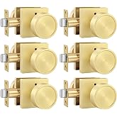 Goldenwarm Privacy Gold Door Knobs Interior Zinc Alloy, 6 Pack | Interior Door Knobs for Bedroom and Bathroom, Heavy Duty Zinc Alloy, Quick release, Reversible&amp;Adjustable, Easy to Install