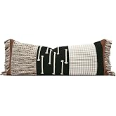 AIBU HOME Boho Lumbar Pillow Cover 14x36 with Handmade Drawn Work Tassel | Long Lumbar Pillow Decorative Farmhouse Pillows Cushion Case for Bed Couch