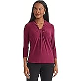Kasper Women's 3/4 Sleeve Knot Front Top