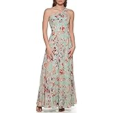 Eliza J Womens Gown Style Printed Chiffon Sleeveless Asymetrical One Shoulder Dress
