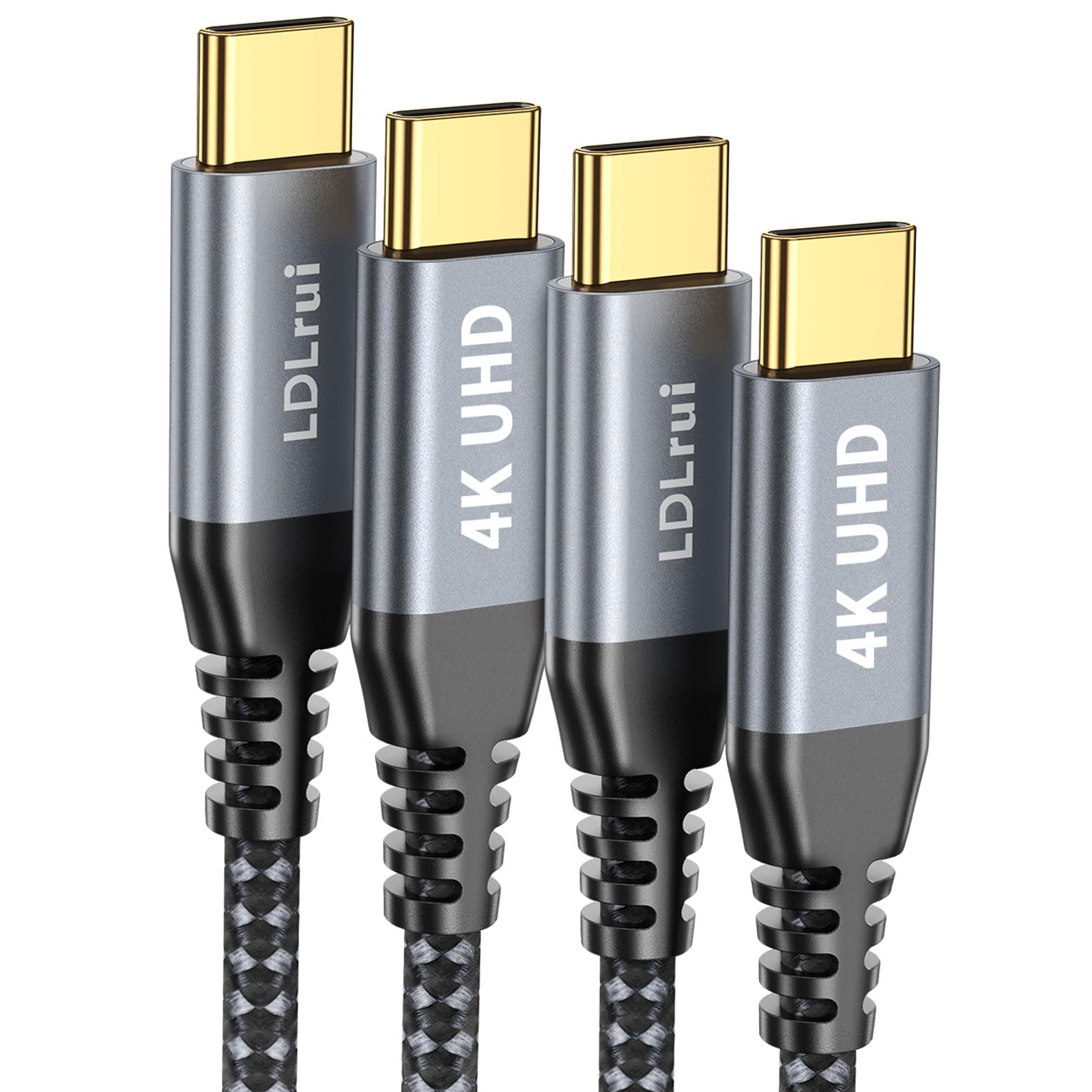 4K USB C Monitor Cable [90CM, 2-Pack], UHD USB C Video Cable, 10Gbps Data & 100W PD Charging, HDR Type C Display Cord for Dell/LG, ARZOPA/MNN/KYY Portable Monitor, External Second Screen Extender