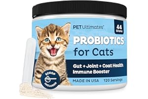 Pet Ultimates Probiotics for Cats – 20-Species Cat Probiotic Powder to Treat Diarrhea, Vomiting, Digestive Support & Antibiot