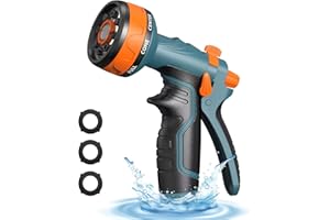 HmiL-U Upgrade Garden Hose Nozzle Sprayer with Water Volume Control Valve, High Pressure Water Gun, 8 Adjustable Watering Pat