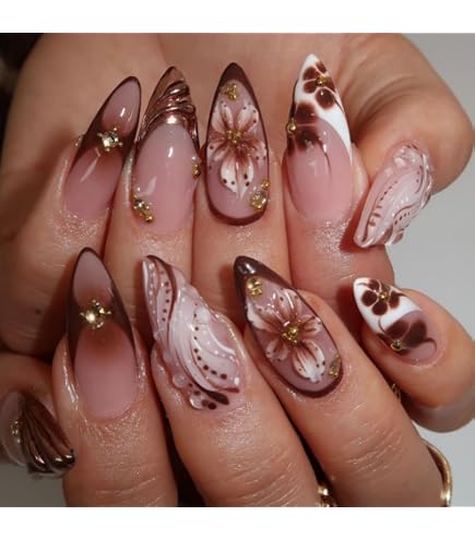 Amazon.com: XZMeiLun 3D Gold Line French Tips Press On Nails