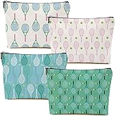 4 PCs Inspirational Makeup Bag, Tennis Accessories Cosmetic Toiletry Bag, Player Graduation Birthday Gifts for Women Girls Tennis Lovers Sister Bridesmaid