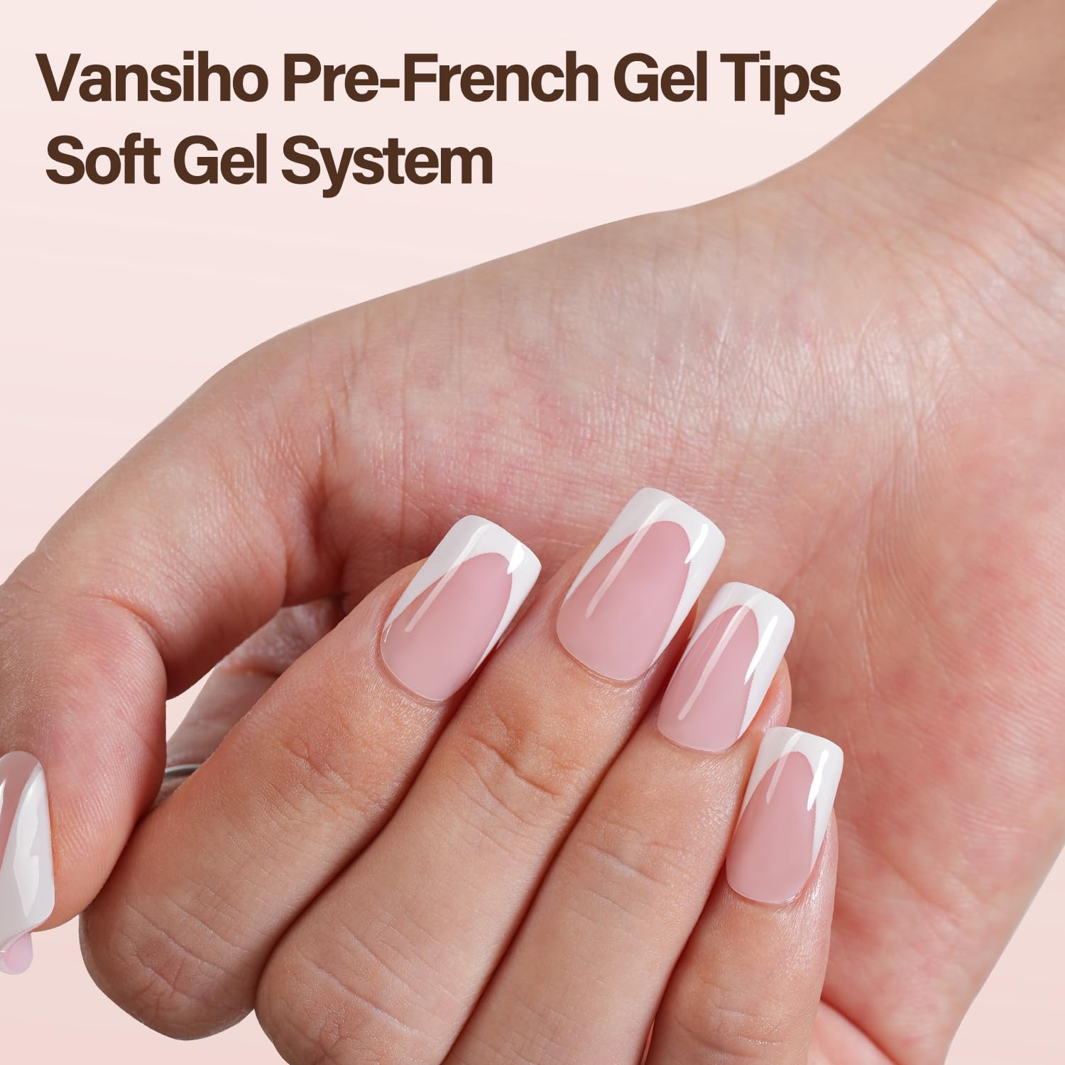 Vansiho Deep French Gel Nail Tips, 150Pcs Short Square Gel Nail Tips, Pink French Tips Press on Nails, Soft Gel Nails French Square Gel Tips, Fake Nails for Nail Art DIY 15 Sizes - Image 2