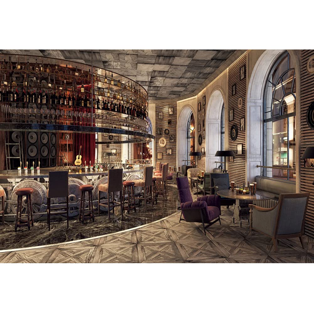 SDOTPMT 10x6.5ft Luxury Bar Decor Polyester Backdrop Urban Club Interior Modern Tavern Counter Alcohol Wine Bottles Eatery Cafes Drink Photography Background Video Shooting Studio Props Wallpaper