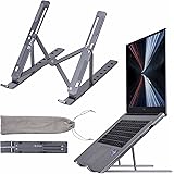 Laptop Stand for Desk, Arae Adjustable Ergonomic Portable Aluminum Laptop Holder, Foldable Computer Stand 7 Angles Anti-Slip 