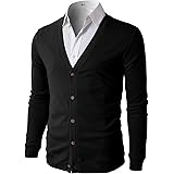H2H Mens Casual Slim Fit Cardigans V-Neck Basic Designed Long Sleeve Button Down