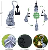 Goodeco Elephant Ornaments with Solar Lanterns 27.5cm Outdoor Garden Statue view 3