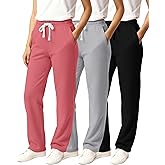 Real Essentials 3 Pack: Girls' Fleece Open Bottom Soft Athletic Performance Casual Sweatpants(Ages 7-16)