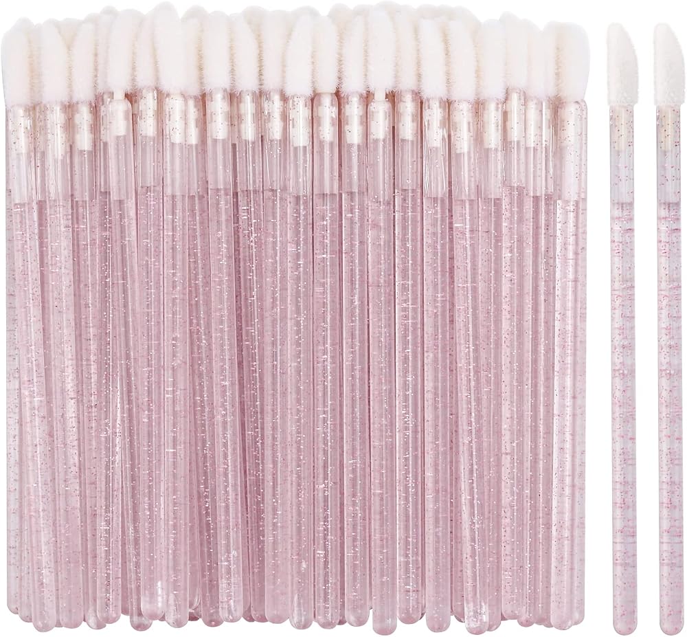 100 Disposable Lip Brushes, Lipstick Applicator, Lip Gloss Wands Pink Tbestmax