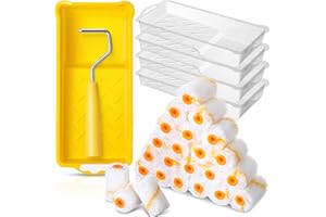 Leumoi Pack of 30 Paint Roller Kit Includes 24 Pcs 2 Inch Microfiber Roller Covers with Tray, 1 Mini Roller Frame, 4 Liners, Touch Up Trim Kit with Tray for House Painting Supplies