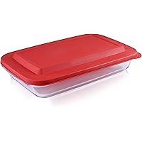 Bovado USA 9" x 13" Inch Glass Oven Baking Dish | High-Grade Borosilicate Glass | 3 Qt Capacity with Airtight Premium Plastic