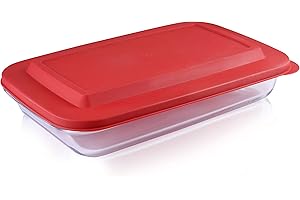 Bovado USA 9" x 13" Inch Glass Oven Baking Dish | High-Grade Borosilicate Glass | 3 Qt Capacity with Airtight Premium Plastic Lid | Nonstick, Dishwasher Safe, Freezer-to-Oven Oblong Casserole Pan