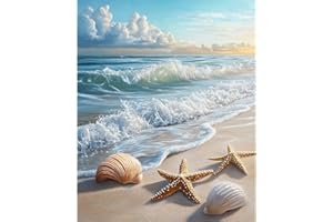 Banket Paint by Numbers Kit for Adults Beginner Beach DIY Painting Kits for Adults Ocean Easy Adult Paint by Number Kits on Canvas Color by Numbers for Gifts Home Wall Decor 16x20 Inch