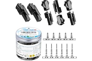 CQRobot JST SM 2.5 mm Pitch 2-Pin Electronic Connector IC Male Plugs, Female Sockets Housing and Male/Female T-Shaped Crimp Terminal Kit. 50 Sets/300 Pieces Wire-Wire Adapter Cable Assembly.