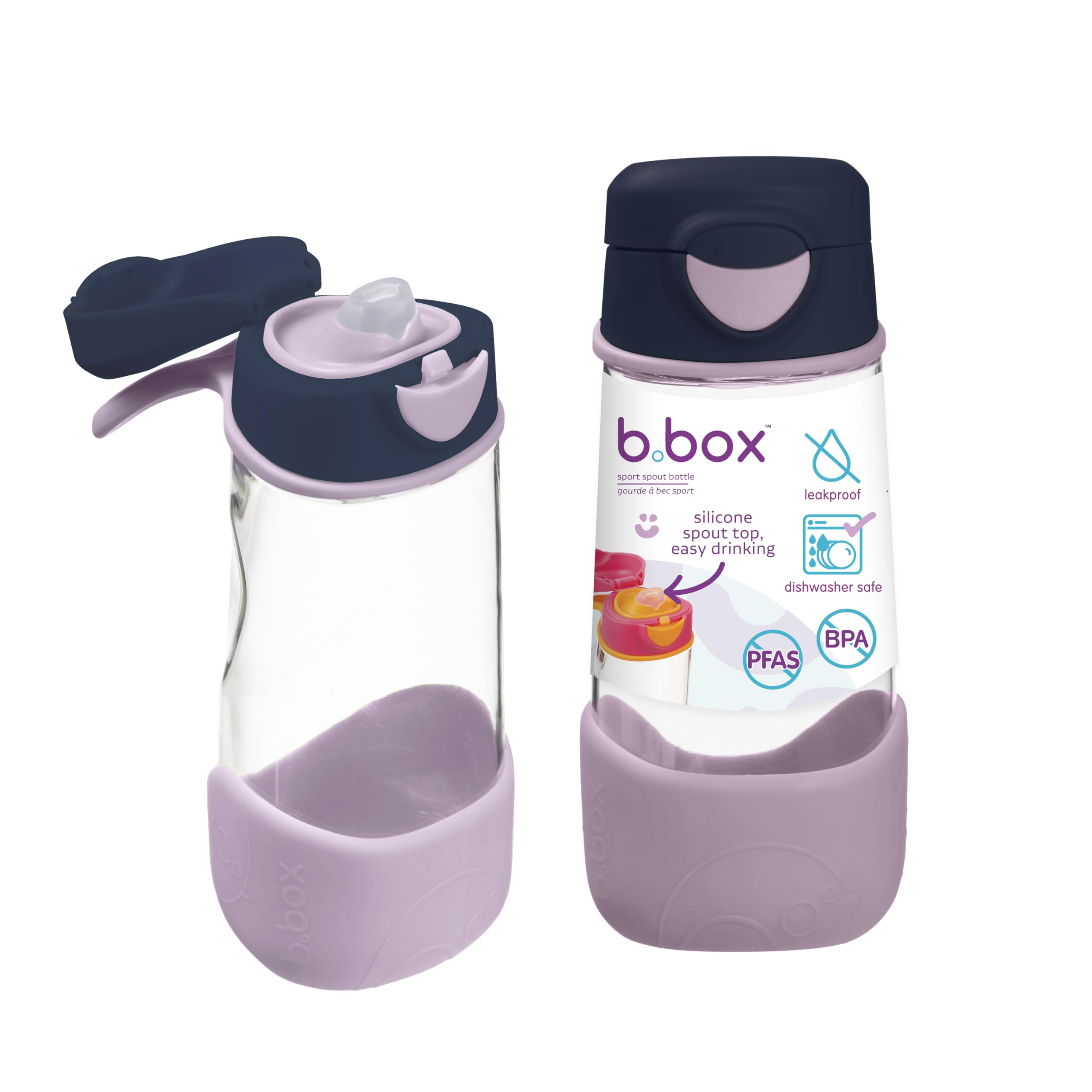 b.box Sport Spout Drink & Water Bottle | Easy Grip Bottle and Leakproof Lid | Cool Modern Child Friendly Design, Tilt and Sip | 450ml/15