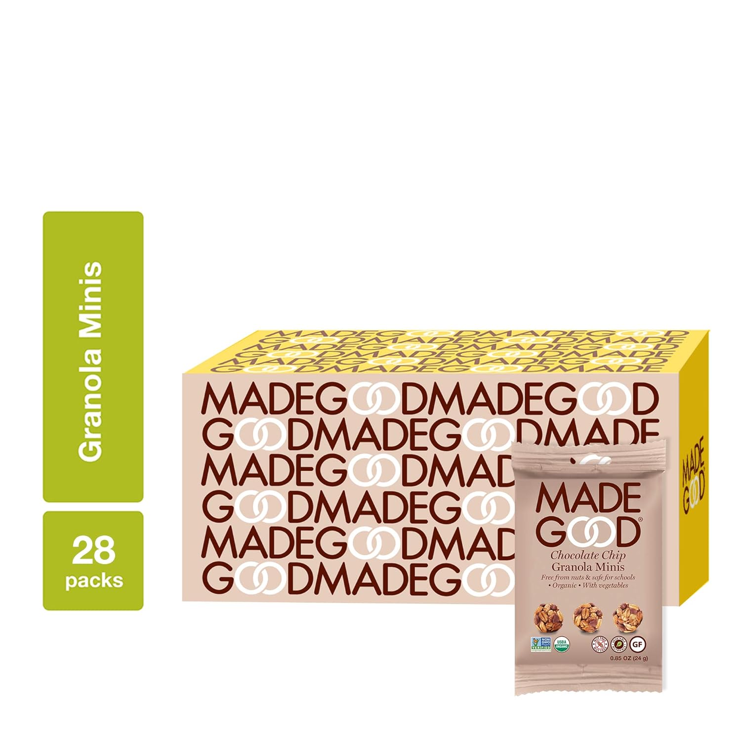 MadeGood Chocolate Chip Granola Minis (28 Count of Rich Dark Chocolate Chips and Gluten Free Oats)