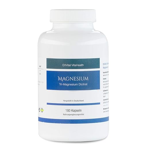 Tri-Magnesium Dicitrat- 2010mg Magnesiumcitrat, 322mg elementares Magnesium pro Tagesdosis von EXVital. Hoch konzentriert, 18