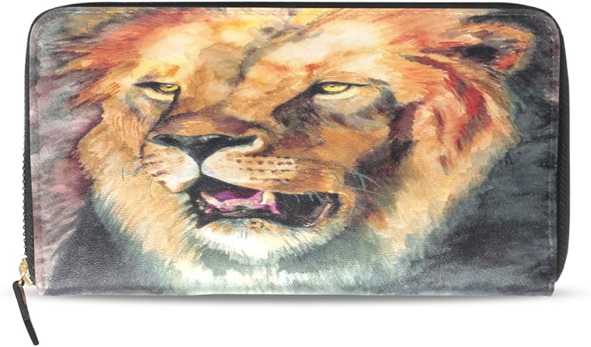 Amazon バララ La Rose 財布 長財布 メンズ 高校生 男子 かわいい Pu革 大容量 ラウンド ファスナー ライオン 動物柄 お札 小銭入れ コインケース カード 12枚入れ 誕生日 プレゼント 10代 代 30代 財布
