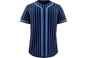 KXK Pinstripe Baseball Jersey for Men Women,Blank Button Down Baseball Shirt Team Sports Uniform