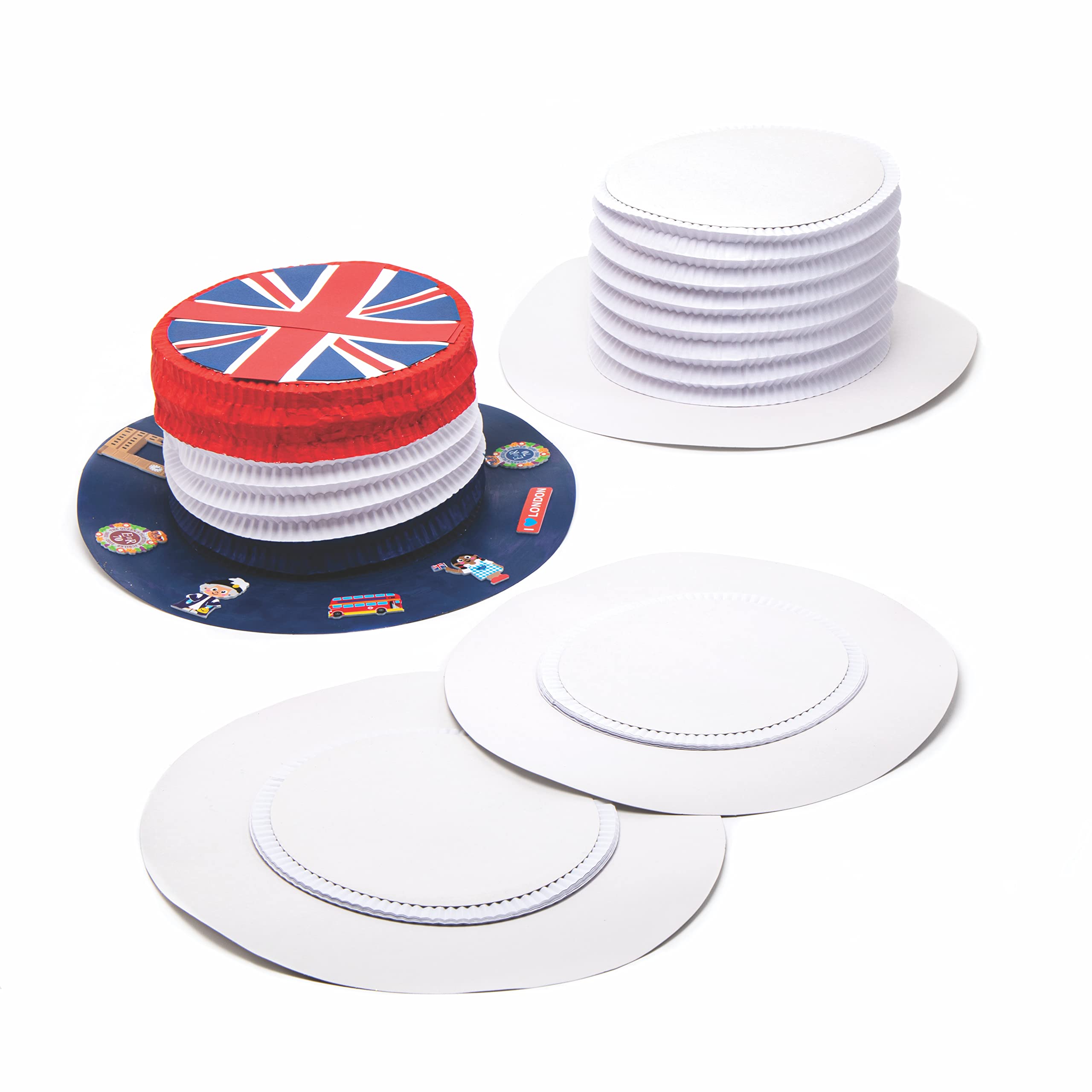 Baker Ross EV1352 Concertina Top Hat Kits, For Kids to Design, Decorate and Wear for Arts and Crafts or Classroom activities for Children, Assorted, (Pack of 4)