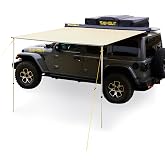 SAMOUT Vehicle Awning, 8.2ft x 10ft, Rooftop Pullout Ripstop UPF50+ Side Awning, Reinforced Hinges &amp; Poles for Jeep/SUV/Truck/Van