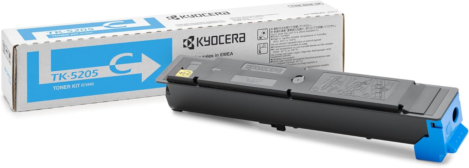Kyocera Toner Cartridge TK-5205 C, CYAN, 12.000 Pages Standard Capacity Genuine Premium Printer Toner, 1T02R5CNL0, T02R5CNL