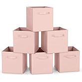 MaidMAX Fabric Storage Bins 10.5×10.5×11, Foldable Cloth Cube Storage Bins for Home Bedroom Closet Drawers Organizer, Pink, Set of 6