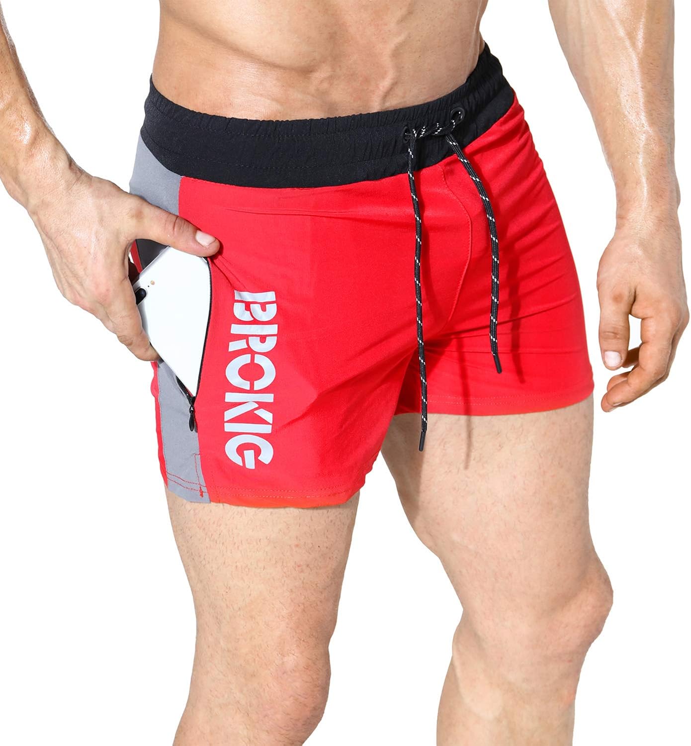 BROKIG Mens 5" Lightweight Gym Bodybuilding Shorts Summer