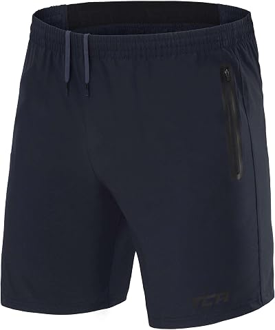 TCA Elite Tech Mens Running Shorts with Zip Pockets Black Night Sky L