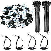 140 Pack 3/4" Zip Tie Adhesive Mounts Self Adhesive Cable Base Holders with Multi-Purpose Tie wire clips with screw hole,Anchor stick on wire holder,Black