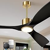 BOOSANT Ceiling Fan with Light and Remote Control, 52" Outdoor Ceiling Fan for Patios, Bedrooms & Living Rooms - Matte Black & Gold