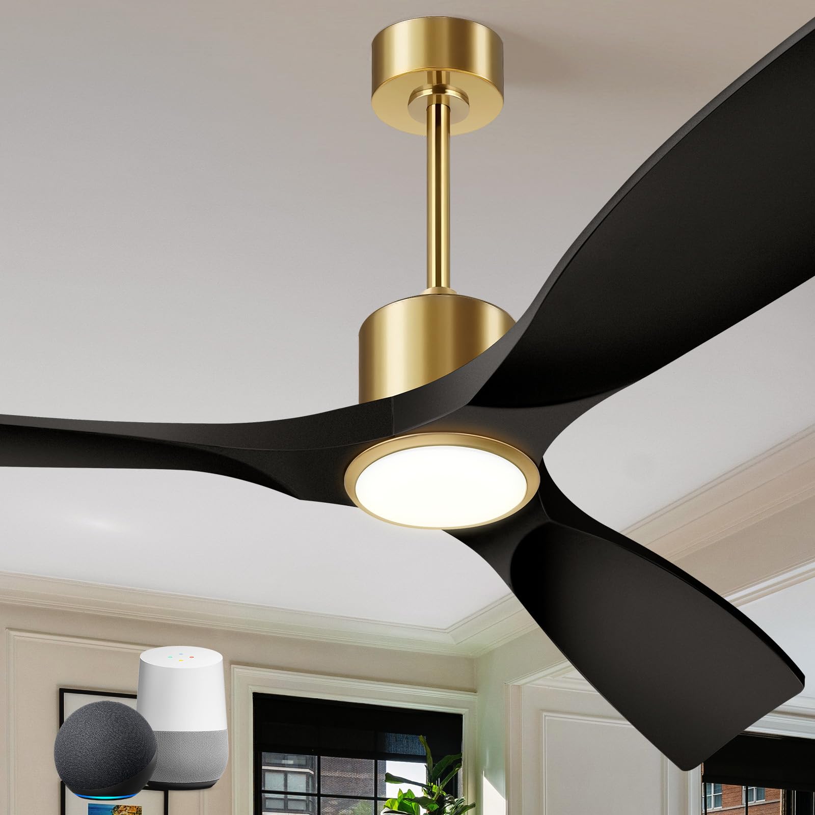 Photo 1 of *UNTESTED*
BOOSANT Ceiling Fan with Light and Remote Control, 52" Outdoor Ceiling Fan for Patios, Bedrooms & Living Rooms - Matte Black & Gold