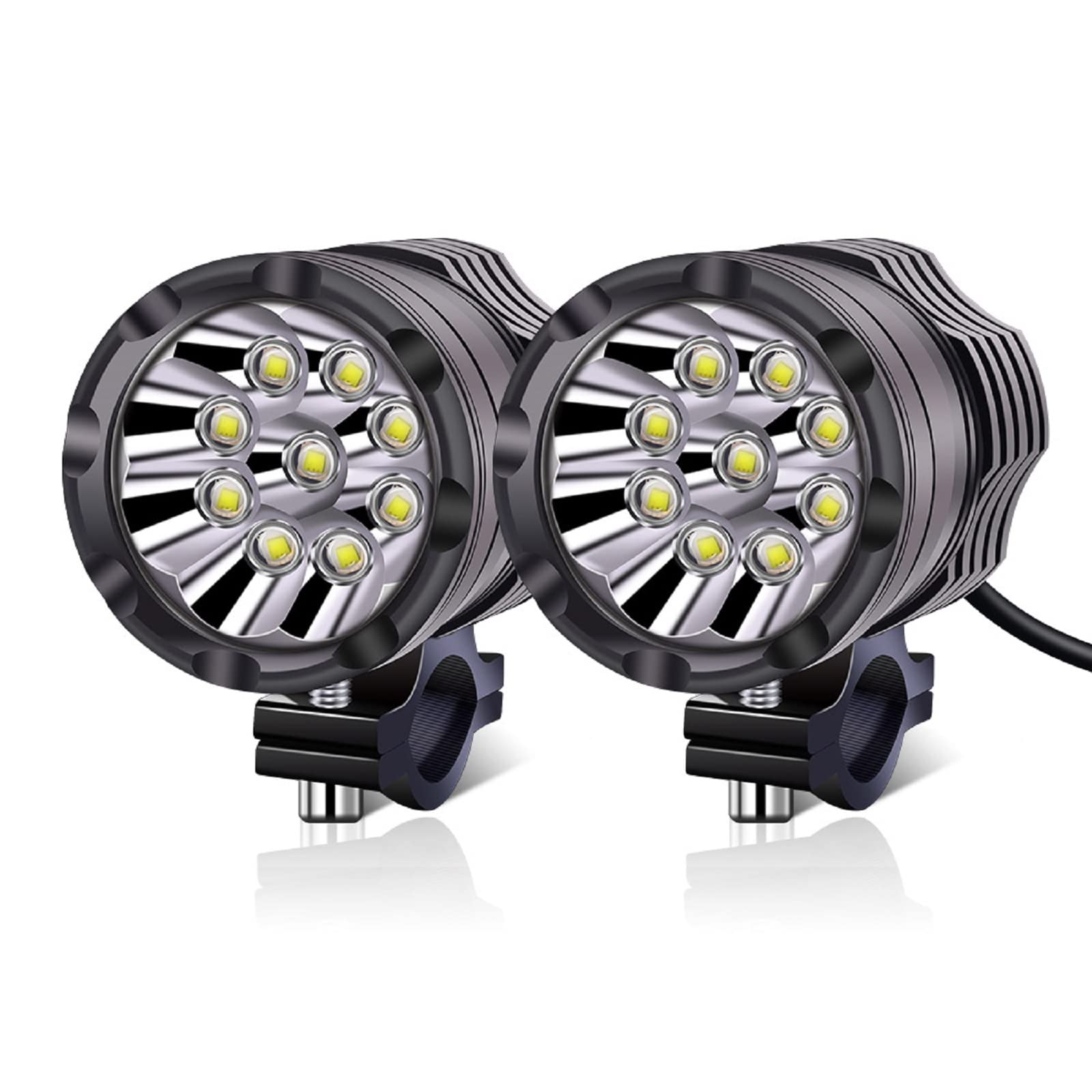 YnGia Motorcycle Fog Lights White Auxiliary Led Spotlights Universal Motorcycle DRL Driving Lights, 2PCS Led Lights for Motorbike Bike ATV Scooters Truck Car Boat
