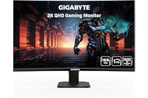 GIGABYTE GS27QC 27" 165Hz 1440P Curved Gaming Monitor, 2560 x 1440 VA 1500R Display, 1ms (MPRT) Response Time, HDR Ready, FreeSync Premium, 1x Display Port 1.4, 2X HDMI 2.0,Black