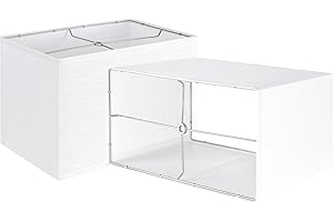GOSO White Rectangle Lamp Shades Set of 2 Large Texture Lampshade for Floor Lamps Table Lamps-16×8×10 IN (Spider) Modern Squa