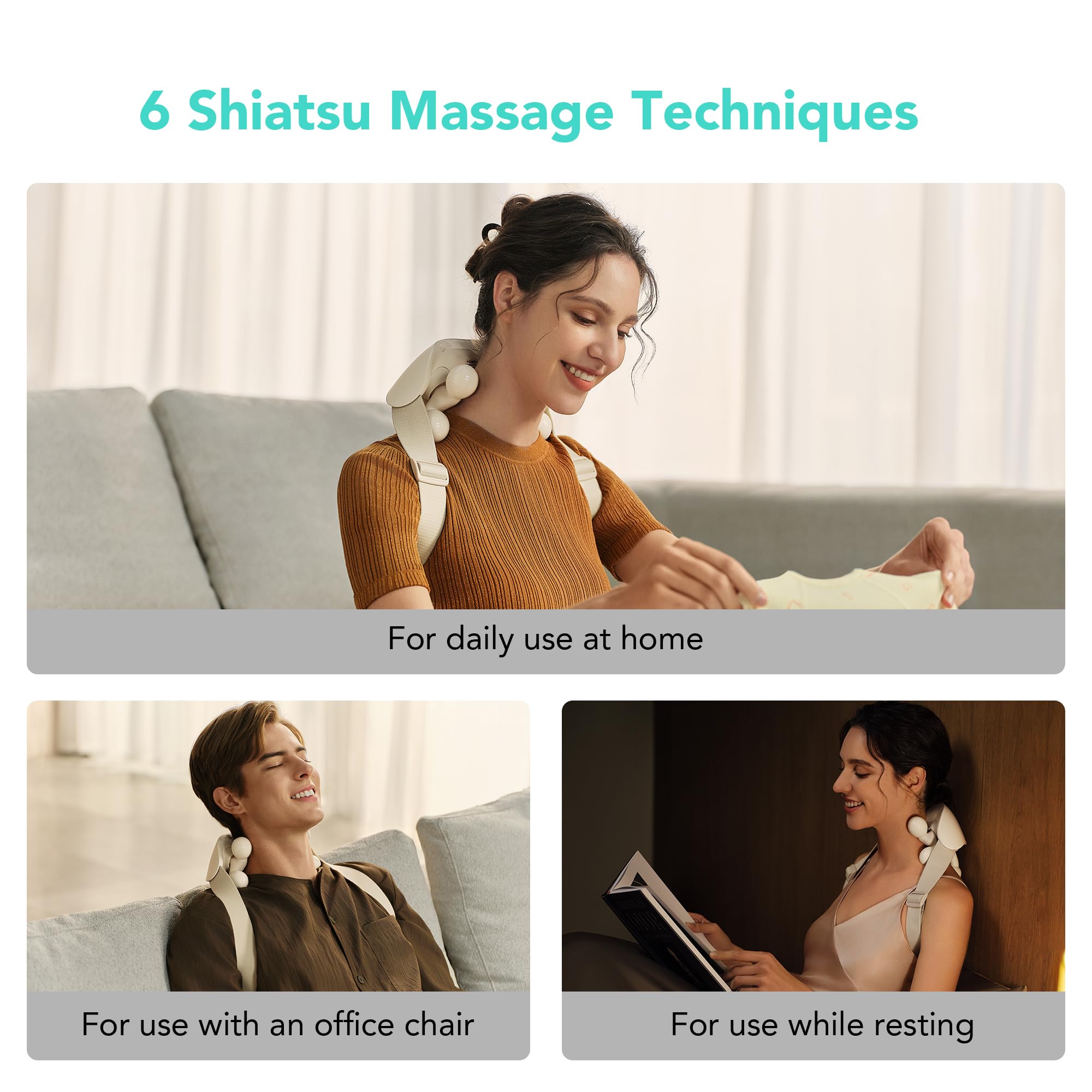 SKG Neck Massager for Pain Relief Deep Tissue Cordless Shiatsu Neck and Shoulder Massger with Heat HS500 Christmas Gifts for Men and Women Dad Mom Grandpa