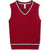 BOBOYOYO Boys Sweater Vest Unisex Cable Knit 100% Cotton Toddler Uniform Vest for Little Big Childrens Kids Teenage Girls