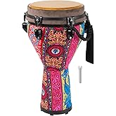 GOGHOST Freestyle Mechanically Tuned Djembe Drum, 10" x 19" | 10 Inch Head Modern Key-Tuned Djembe with Synthetic Resonant Shell, Professional African Hand Drums for Performers