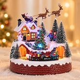 Christmas Village House, Christmas Village Sets with Train and Music | Animated Christmas Village, Moving Christmas Village Train Set with Flashing Lights and 8 Songs for Indoor Table Decor, Gifts