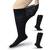 YOKEEP Diabetic Socks for Women & Men Extra Wide, Over The Calf Non Binding Lymphedema Neuropathy Swollen Feet for Women Men